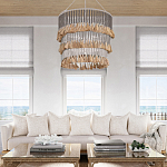 Люстра трехъярусная с декором из круглых деревянных бусин с кисточками Gray Brown Wooden Beads Chandelier варинант исполнения - 5 | Loft Concept во Владивостоке