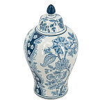 Ваза с крышкой и голубым цветочным рисунком на белом фоне Blue & White Ornament варинант исполнения - 1 | Loft Concept во Владивостоке