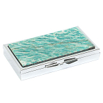 Таблетница карманная прямоугольная на 7 отделений с зеркалом и накладкой из натурального камня Амазонит Silver Stone Pillboxes варинант исполнения - 1 | Loft Concept во Владивостоке