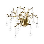 Бра в форме ветвей деревьев золотого цвета с прозрачными подвесками-каплями Droplet Bra варинант исполнения - 3 | Loft Concept во Владивостоке