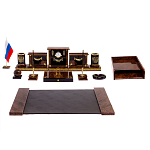 Настольный письменный набор с часами из природного камня обсидиана Royal Set варинант исполнения - 1 | Loft Concept во Владивостоке