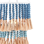 Подвесной светильник двухъярусный с декором из круглых деревянных бусин с кисточками Blue Wooden Beads Chandelier варинант исполнения - 1 | Loft Concept во Владивостоке