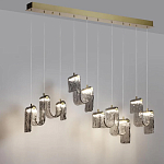 Подвесной светильник линейный с плафонами волнистой формы из фактурного стекла Big Wave варинант исполнения - 4 | Loft Concept во Владивостоке