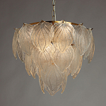 Люстра на цепи с прозрачными стеклянными подвесками в виде листьев Textured Glass Chandelier варинант исполнения - 3 | Loft Concept во Владивостоке