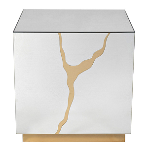 Столик журнальный зеркальный с золотым декором Gold Painted Mirror Table