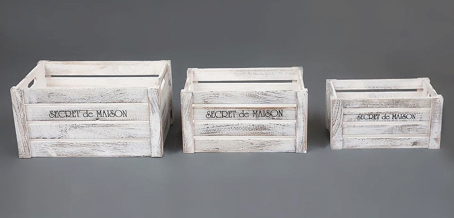 Набор из трёх ящиков Set of three antique white boxes  - Loft-Concept во Владивостоке