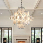 Люстра  с каскадом из круглых декоративных элементов  White Clear Glass Chandelier варинант исполнения - 4 | Loft Concept во Владивостоке