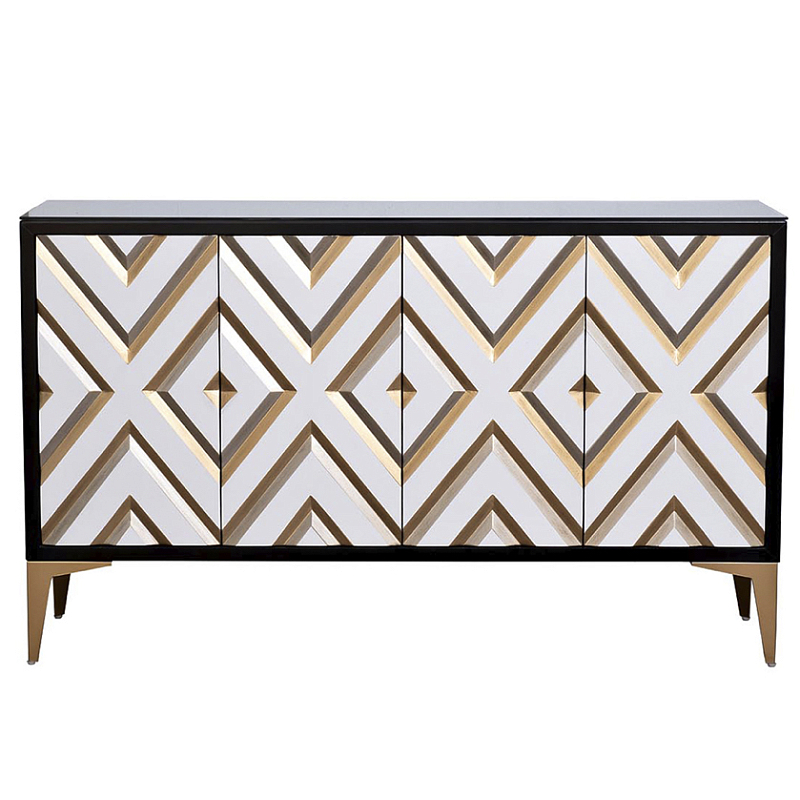 Комод в стиле арт-деко Kente Pattern Commode Черный Бронза Комод в стиле арт-деко Kente Pattern Commode Черный Бронза во Владивостоке | Loft Concept