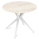 Стол обеденный с круглой столешницей из керамики на четырех белых ножках Sand Ceramics варинант исполнения - 3 | Loft Concept во Владивостоке