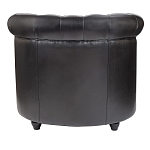 Кресло кожаное с мягкими подлокотниками на 4-х деревянных ножках Logan Leather Armchair black варинант исполнения - 3 | Loft Concept во Владивостоке