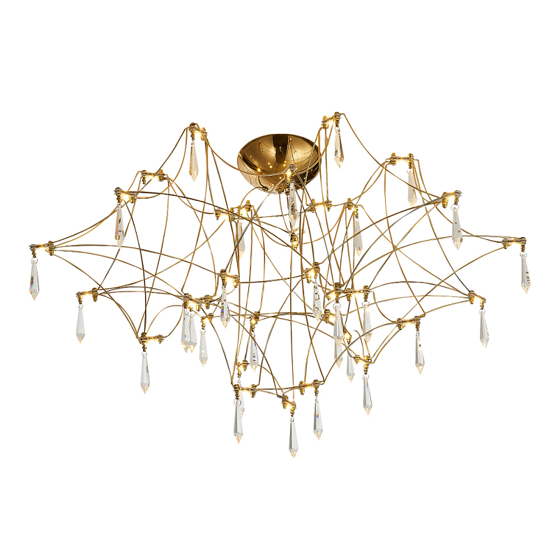 Потолочный светильник с тонкой металлической конструкцией цвета золото Quasar Золотой Прозрачный во Владивостоке | Loft Concept 