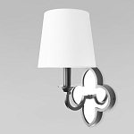 Бра с белым текстильным абажуром и декоративным основанием в виде четырехлистника с зеркальной вставкой Vitorino варинант исполнения - 8 | Loft Concept во Владивостоке