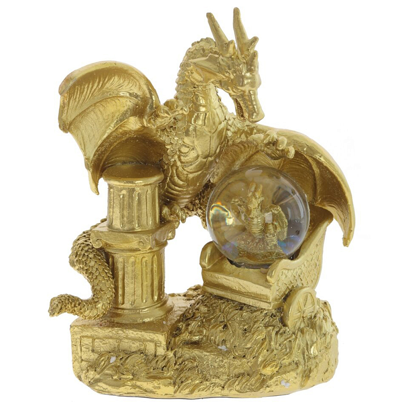 Декоративная статуэтка Дракон и стеклянный шар Dragon and Glass Ball Gold Золотой Прозрачное Стекло Декоративная статуэтка Дракон и стеклянный шар Dragon and Glass Ball Gold Золотой Прозрачное Стекло во Владивостоке | Loft Concept