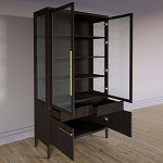 Витрина Primo со стеклянными фасадами и буфетом шпон Темный орех варинант исполнения - 4 | Loft Concept во Владивостоке