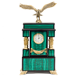 Часы настольные из натурального камня Малахит с декором в виде орла Eagle Stone Clock варинант исполнения - 1 | Loft Concept во Владивостоке