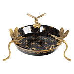 Блюдо черного цвета из фрафора на бронзовых ножках в виде стрекоз Eden Garden варинант исполнения - 2 | Loft Concept во Владивостоке