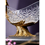 Чаша из прозрачного стекла на бронзовой подставке в виде павлина с рельефным хвостом Eden Garden варинант исполнения - 5 | Loft Concept во Владивостоке