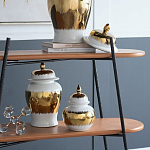 Ваза белая с крышкой и золотистыми фрагментами Chinoiserie Ceramics варинант исполнения - 2 | Loft Concept во Владивостоке