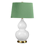 Настольная лампа с белым фигурным основанием на латунном основании и зеленым тканевым конусным абажуром Elstead Lighting варинант исполнения - 1 | Loft Concept во Владивостоке
