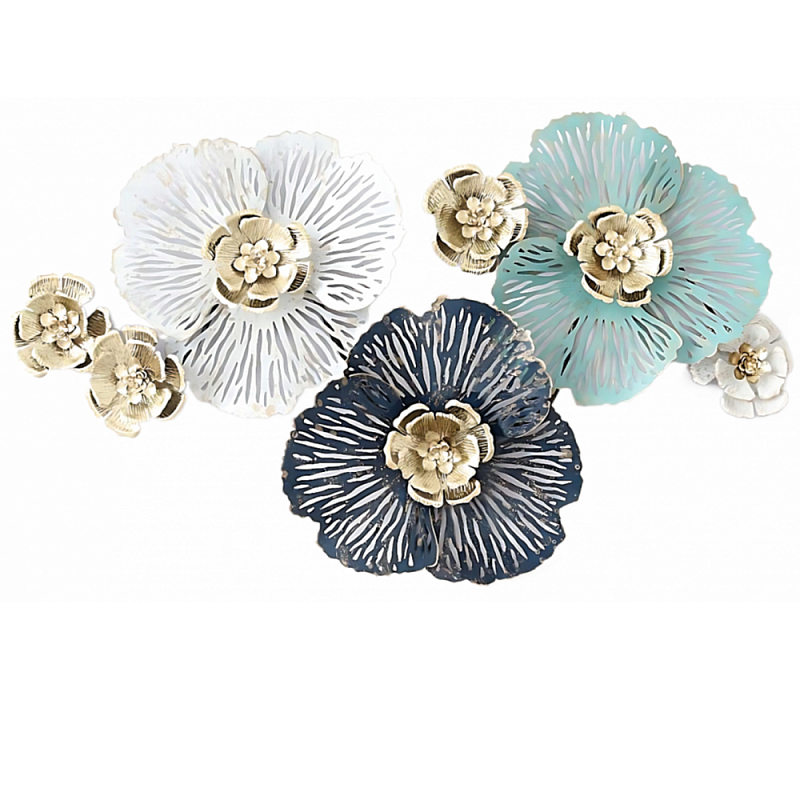 Панно настенное Blank Sheet Flowers Золотой Белый Синий Панно настенное Blank Sheet Flowers Золотой Белый Синий во Владивостоке | Loft Concept