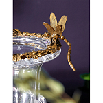 Ваза из прозрачного стекла на бронзовой подставке с ободком и ручками в виде стрекоз Eden Garden варинант исполнения - 3 | Loft Concept во Владивостоке