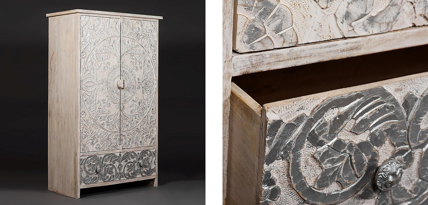 Шкаф Indian antique white Cupboard - Loft-Concept во Владивостоке