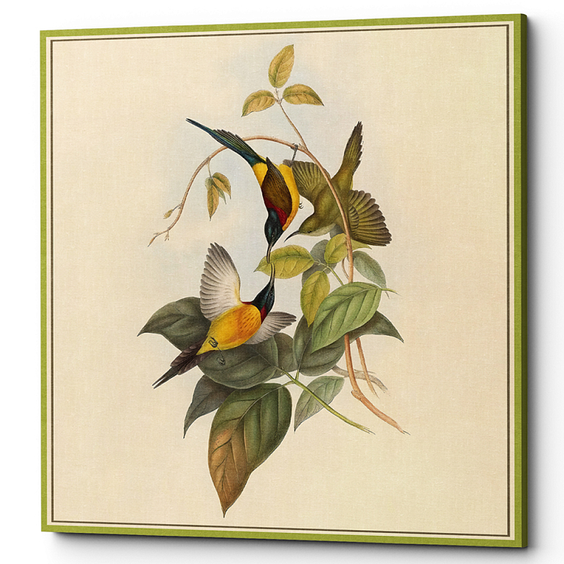 Постер на холсте с изображением птиц и цветов Blooming Birds Poster Мульти Бежевый Постер на холсте с изображением птиц и цветов Blooming Birds Poster Мульти Бежевый во Владивостоке | Loft Concept