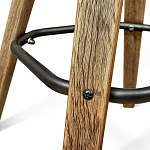 Барный стул со спинкой и металлической подставкой на 4-х деревянных ножках Коричневый Велюр Vendramin Chair варинант исполнения - 3 | Loft Concept во Владивостоке