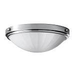 Потолочный светильник для ванных комнат цвета хром с белым матовым ребристым плафоном в форме полусферы Feiss варинант исполнения - 1 | Loft Concept во Владивостоке