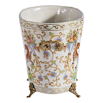 Кашпо с растительным и животным орнаментом на бронзовых ножках Turquoise Blooming Garden варинант исполнения - 3 | Loft Concept во Владивостоке