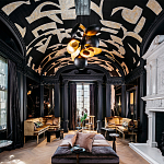 Обои ручная роспись в стиле Арт-деко Symphony Original colourway on Flint silk dupion варинант исполнения - 1 | Loft Concept во Владивостоке