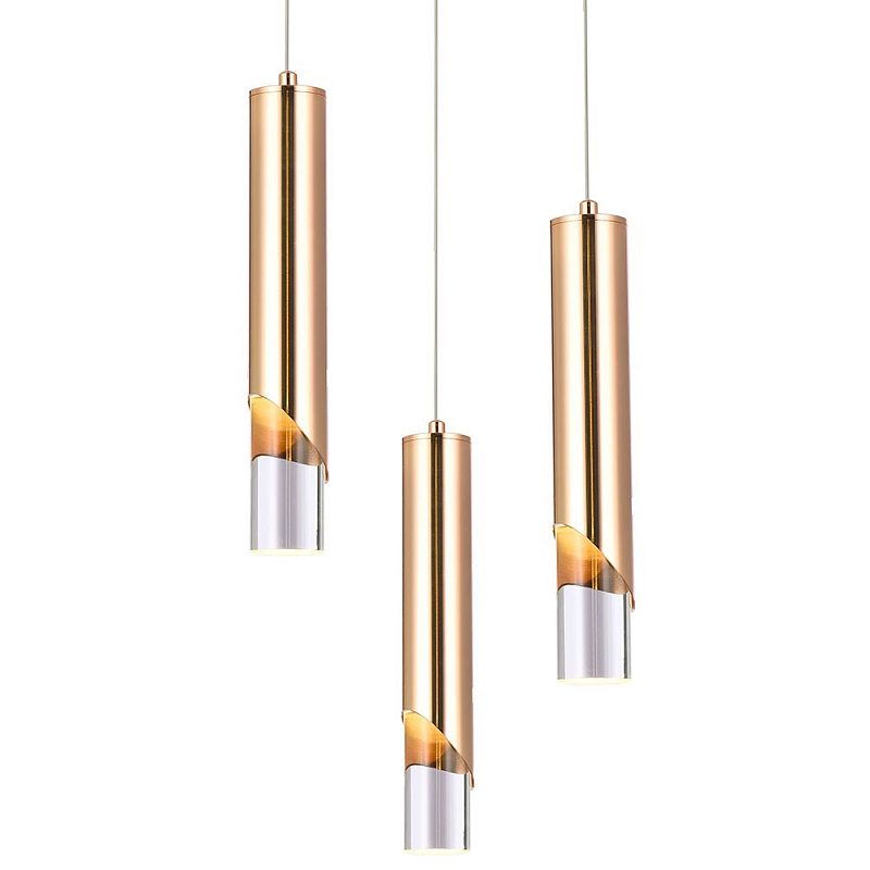 Подвесной светильник Metal Acrylic Tube Trio Gold Hanging Lamp Золотой Прозрачный Подвесной светильник Metal Acrylic Tube Trio Gold Hanging Lamp Золотой Прозрачный во Владивостоке | Loft Concept