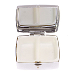 Таблетница карманная квадратная с 2-мя отделениями с зеркалом и накладкой из натурального камня Пегматит Silver Stone Pillboxes варинант исполнения - 3 | Loft Concept во Владивостоке