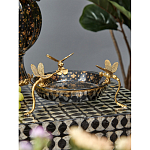 Блюдо черного цвета из фрафора на бронзовых ножках в виде стрекоз Eden Garden варинант исполнения - 3 | Loft Concept во Владивостоке