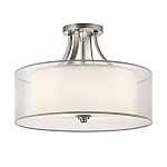 Потолочный светильник с двойным цилиндрическим плафоном из белого стекла и прозрачной органзы Kichler варинант исполнения - 12 | Loft Concept во Владивостоке