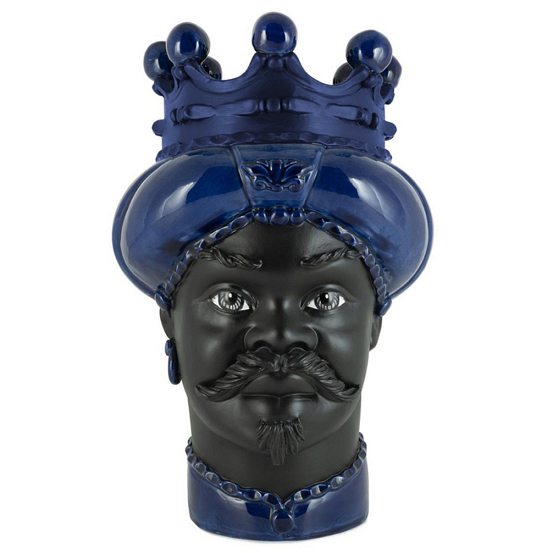 Ваза Vase Moro Man Crown Dark Blue Черный Темно-синий во Владивостоке | Loft Concept 
