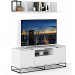 ТВ-тумба белая с  2-мя дверцами и ящиком Strict Lines варинант исполнения - 5 | Loft Concept во Владивостоке