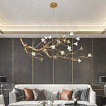 Люстра в виде золотой ветки с цветами Glass Flower Pendant Light варинант исполнения - 4 | Loft Concept во Владивостоке