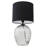 Настольная лампа с черным цилиндрическим тканевым абажуром и фактурным прозрачным основанием Black Cone варинант исполнения - 2 | Loft Concept во Владивостоке