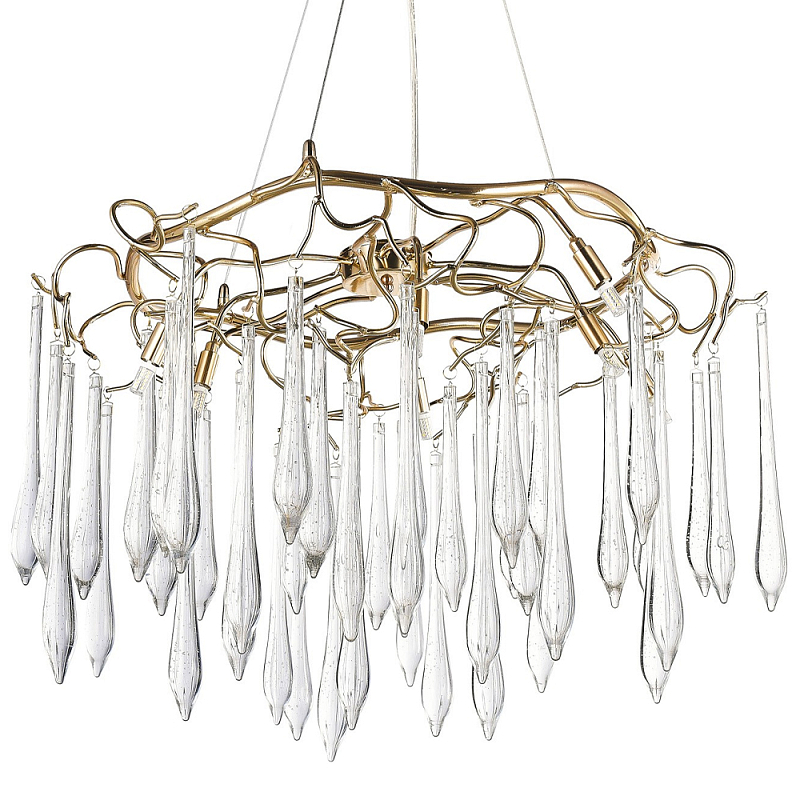 Люстра с хрустальными подвесками в виде капель Droplet Crystal Gold Chandelier 8 Золотой Прозрачный Люстра с хрустальными подвесками в виде капель Droplet Crystal Gold Chandelier 8 Золотой Прозрачный во Владивостоке | Loft Concept
