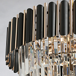 Люстра из черного металла с многоярусными подвесками из прозрачного хрусталя на золотой цепи Empire Black Chandelier Crystal варинант исполнения - 10 | Loft Concept во Владивостоке