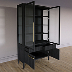 Витрина Primo со стеклянными фасадами и буфетом шпон Черный дуб варинант исполнения - 4 | Loft Concept во Владивостоке