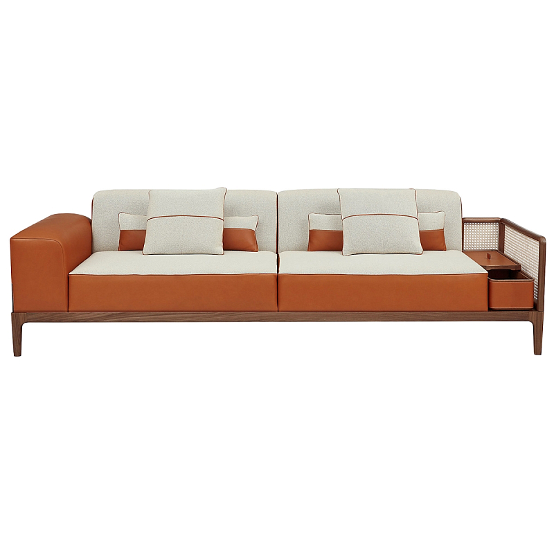 Диван Rattan Armrest Sofa Terracotta Терракотовый Бежевый Коричневый Диван Rattan Armrest Sofa Terracotta Терракотовый Бежевый Коричневый во Владивостоке | Loft Concept