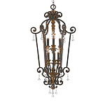 Люстра бронзового цвета с 6-ю лампами и стеклянными подвесками в классическом стиле Quoizel варинант исполнения - 1 | Loft Concept во Владивостоке