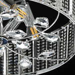 Люстра круглая на цепи цвета хром с прозрачными рельефными хрустальными пластинами Textured Glass Chandelier варинант исполнения - 7 | Loft Concept во Владивостоке