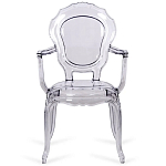 Прозрачный стул с подлокотниками LOUIS GHOST CHAIR Grey варинант исполнения - 2 | Loft Concept во Владивостоке