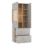 Шкаф-витрина двухдверная с фасадом цвета серый бетон Grace of Furniture варинант исполнения - 3 | Loft Concept во Владивостоке