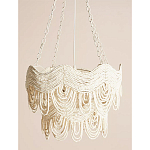 Двухъярусная круглая люстра волнистой формы украшенная белыми бусами Azure Beads Chandelier варинант исполнения - 1 | Loft Concept во Владивостоке