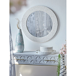 Зеркало круглое инкрустированное раковинами устриц Bone Inlay Dome Mirror White варинант исполнения - 2 | Loft Concept во Владивостоке