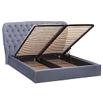 Кровать двуспальная серая с основанием из массива дерева с мягким изголовьем Velour Beds варинант исполнения - 2 | Loft Concept во Владивостоке